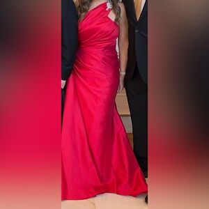 One-Shoulder Red Evening Gown